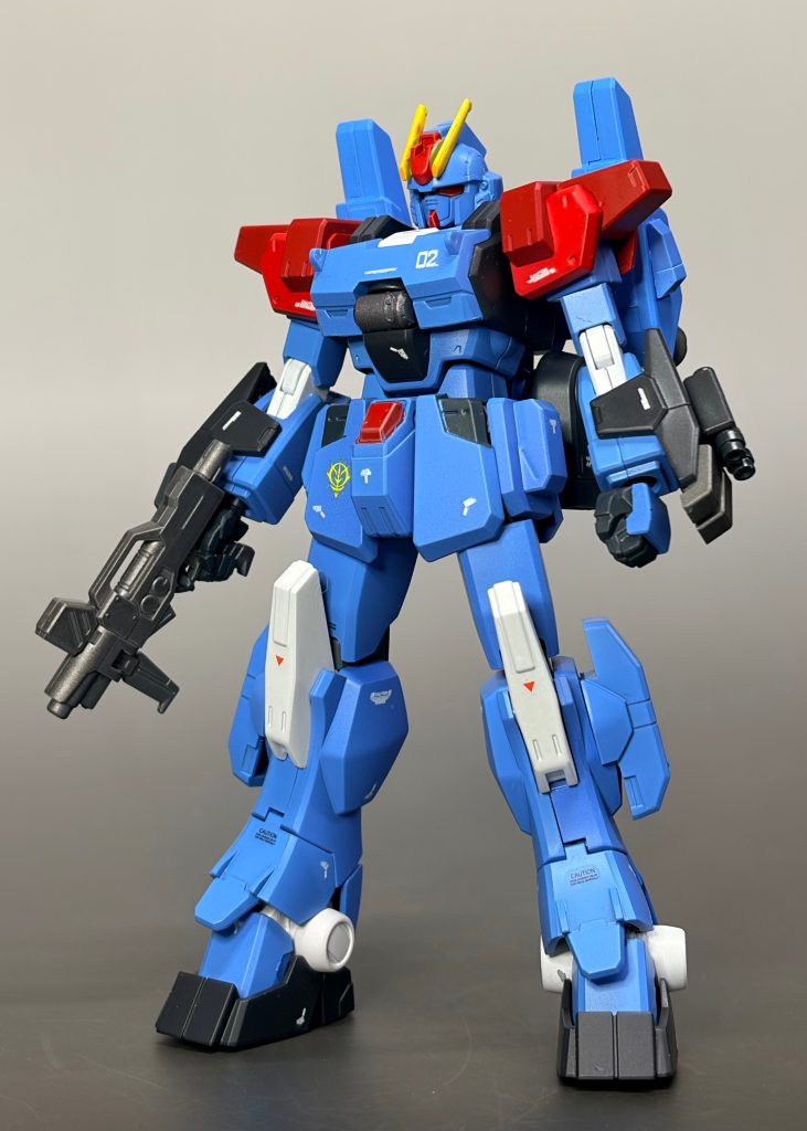 HG ガンダムEz-SRをブルーディスティニーカラーに全塗装しました。パーツはイントルーダーを選択、BD2号機風にしてみました。