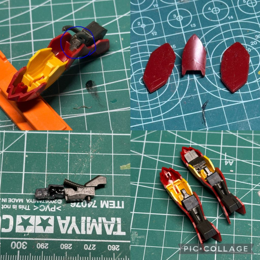 脚部の製作かなり悩んだやつです。Youtubeを参考に製作しました