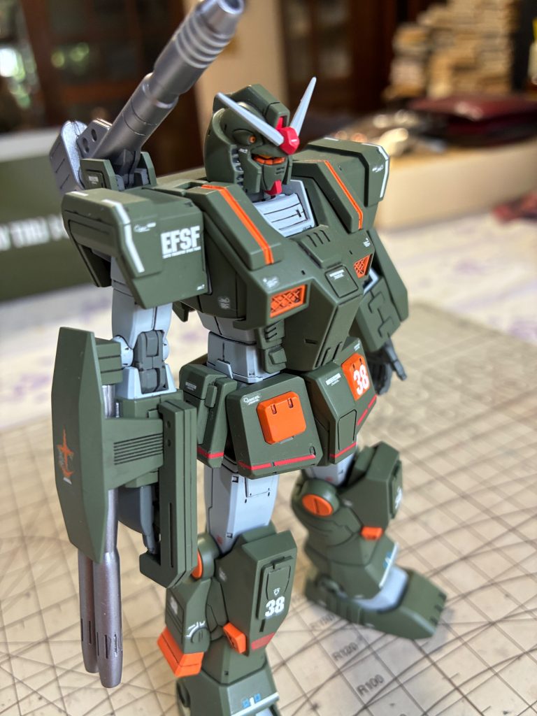 以上フルアーマーガンダムでした。色々失敗してる箇所があり、不満点もありますが、子供の頃からの念願の機体を完成させる事が出来て大満足です。稚拙な作品ではありますが、最後まで見て頂き感謝感激です。またのお越し頂けましたら幸いです。