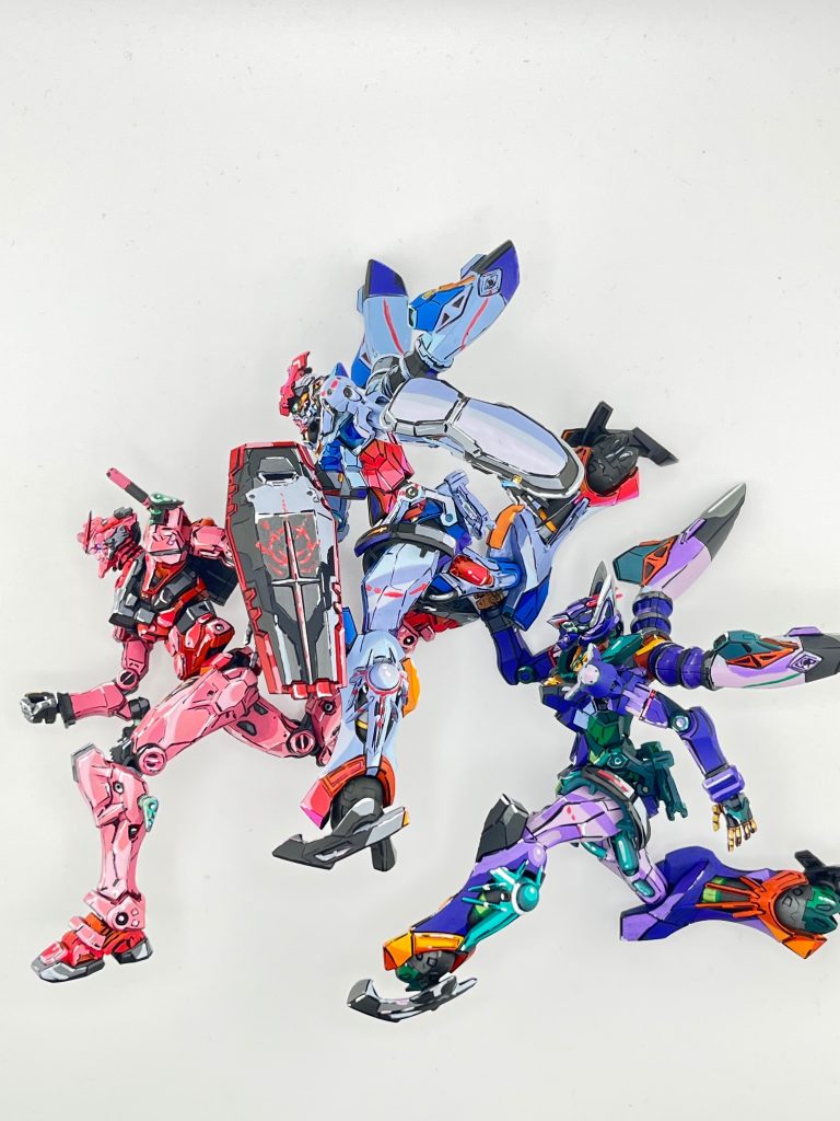 赤いラインやジオンマークは手描きしてます🫢フリーハンドなのでもう雰囲気でしかないですね🤣