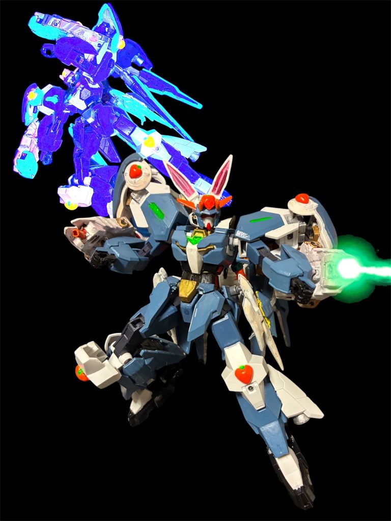 オルカアーマーの頑強とシープアーマーの貫通力を組み合わせた「剛拳　兎塚舞」。設置されてる「キャロットオーブ」のエネルギーでビームガン・エネルギーナックル・バリアフィールドと多様的な使い方が可能^_^