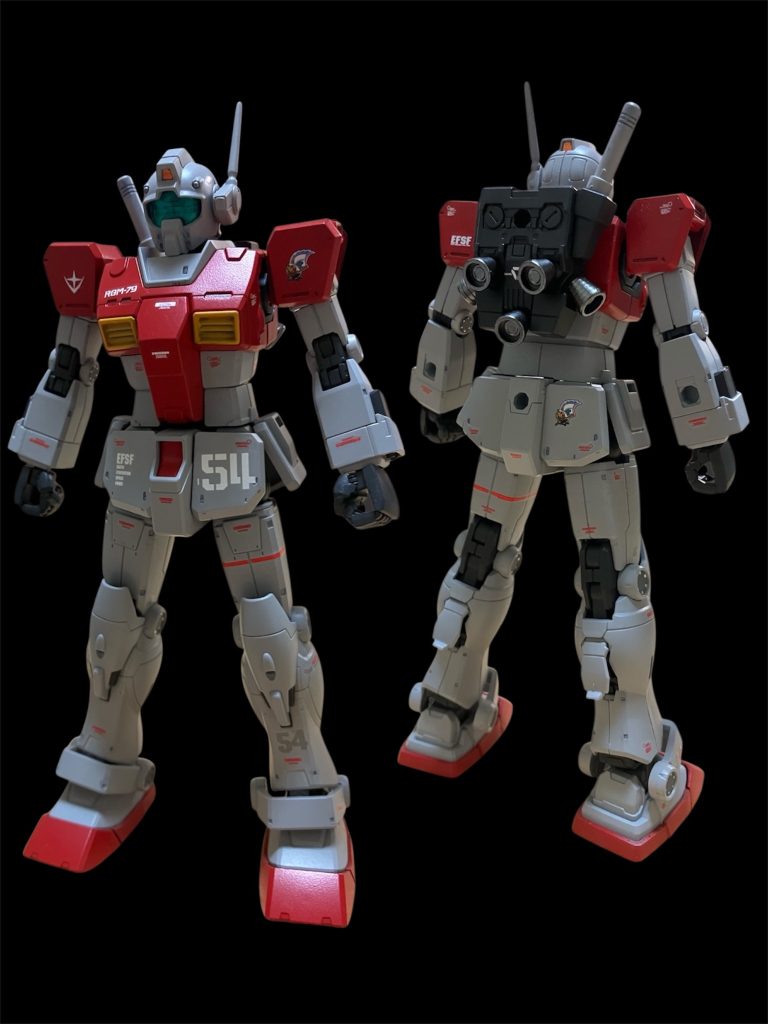 ちなみに超ノーマルなバックパックも製作済みです。ちなみに、ジムのボディって前後はめた時に何故か上手く噛み合いません。オリジンガンダムはきちんとはまってくれますがジムは隙間があきませんか？
