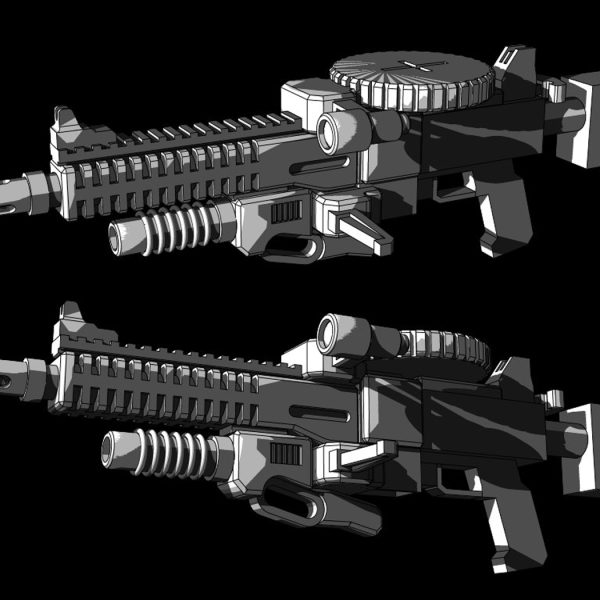 武器に厚みを出したいが、機能を算定した上でシルエットの理想範囲にとりあえず詰め込む。比率と凹凸のバランスを探りながら締め込む。最終的に”あの”シルエットを感じられるように比率調整する。&nbsp;そんな感じで前から順に書き込みを上げる。本体後部とストックを残しているが、雰囲気は出てきた。これに関してはVer.Ka風でもセンチネル風でもないかも…何じゃこれ？…と思う貴方。妄想ですよ。年寄りの妄想。面白がってくれる方のみに捧げる妄想ですわん(笑)。全体に手が入ったら一度比率を見る為に出力してみるか…。とりあえずお風呂入って来る(笑)…続く。（2枚目）