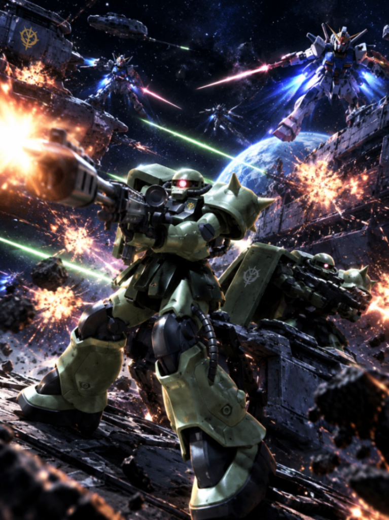 箱絵風にAIお願いしましたらガンダムがいます&nbsp;