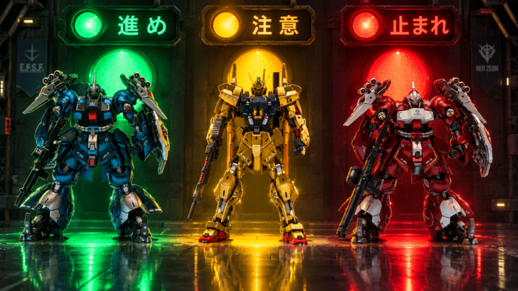 直近のアーティファクト3体が信号機カラーになってたので　全然関係ないんだけど　この言葉言いたいなーってねプラモデル作成「止まるんじゃねぇぞ」…ではではアリーヴェデルチ👋&nbsp;