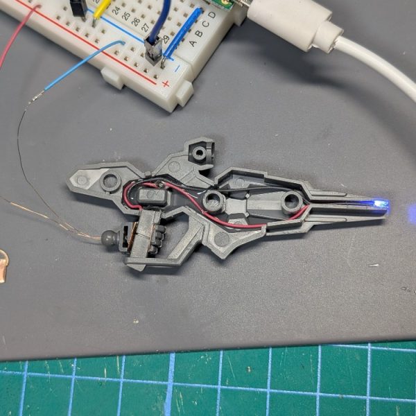 ビームライフルLED配線&持ち手パーツの接点作成