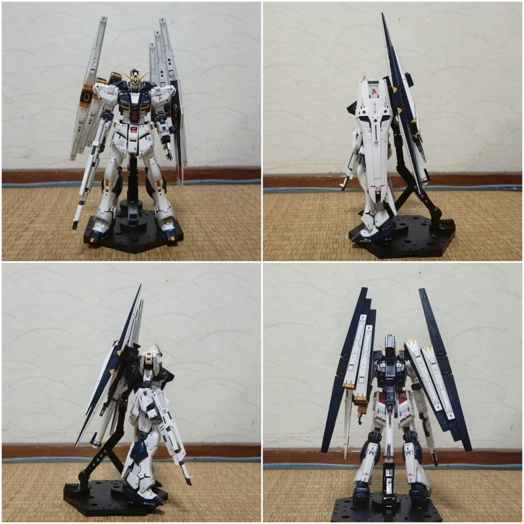肩が大きくなって上半身がマッシブになり厳つい感じに。マスクにボディ、フロントアーマー、ライフルにシールドまで新しくなりかなり印象が変わりました。そして何よりフィンファンネルの接続方法がガラリと変わっています。