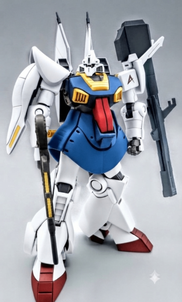 アムロ搭乗機ということで、更にGeminiでカラーリングをRX78-2ガンダム風に変更してみましたジオン風のフォルムにこのトリコロールはイマイチ似合いませんね(笑)
