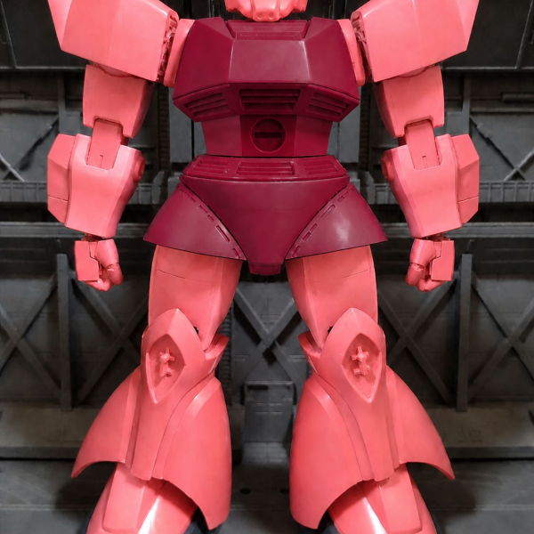 HGUCシャア専用ゲルググをロボット魂のプロポーションに近付ける改造をしてます。現状は一枚目です。手足のバランスを見るために左側だけを改造してます。この状態で煮詰まり一年ほど放置してました。二枚目はAIで正中線で左側を反転させて加工し完成後のイメージを見ました。三枚目は色んなゲルググのパーツや改造箇所があって分かり辛かったのでAIでシャア専用ゲルググのカラーリングに変更と指示を出しましたが見事に真っピンクになっちゃいました。色々と修正しましたが四枚目までが限界でした。5枚目で何とか修正出来ました。出来上がりを見るとロボット魂というより旧1/60に近くなったと思います。(6枚目)