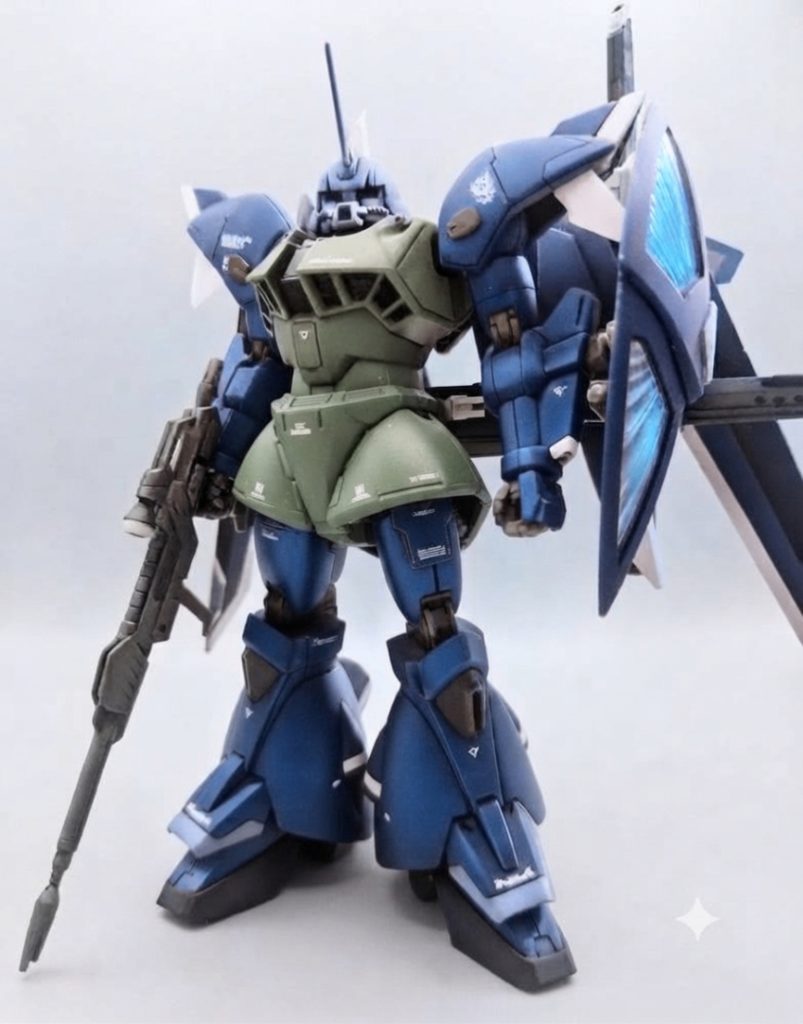 ゲルググということで、更にGeminiでガトー専用機カラーに変更してみました考えてみると旧ザクにも似てるか(笑)ハーケン隊の量産機カラーとはまたちょっと違っていい感じですね🙂