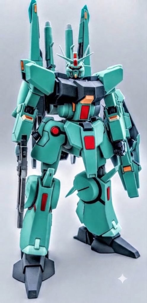 生成AI（Gemini）でドーベンウルフ風に元のカラーリングの方が渋くていいですね…ほんの少ししか出番はありませんでしたが、ネオ・ジオングに健気に？立ち向かう姿が印象的で、ガンダムUCでは１番好きなＭＳです