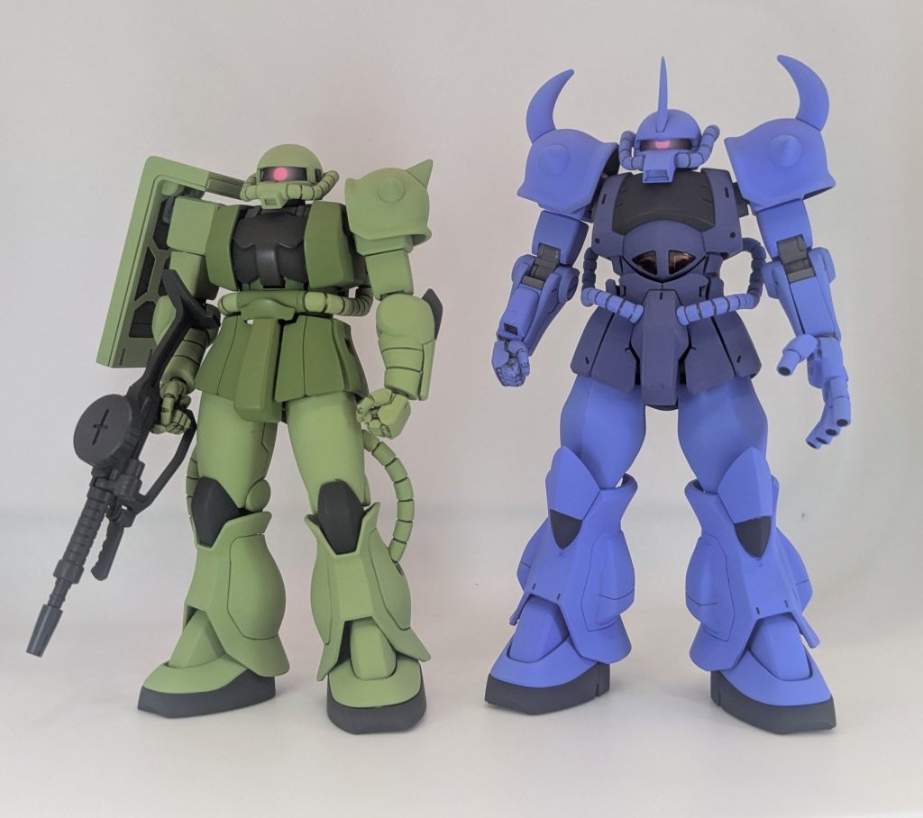 初めて使った風蒼と風群青も、成形色と比べるとパステルかつ紫すぎて「これはアカン！やり直し🥲」…と思ったのですが、トップコートして組み上げてみると全然気にならないどころか、あまり見かけない絶妙な色味が出て気に入っています👍👍&nbsp;最後までご閲覧いただきありがとうございました。これからメタメタに汚してジオラマにする予定です😁