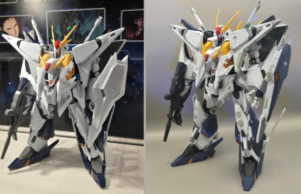 以前、ガンダムベースで撮影した素組のクスィーと比較