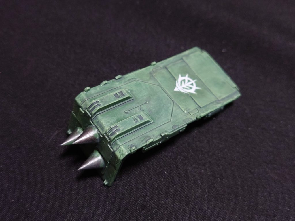 先端のコトブキヤスパイク以外は、無識別型とかグフカスタム作った時の余り部品から作製してます。リサイクルモデリング（笑）その割に良い感じになったのではないかなと先端の焼鉄色塗装は塗装ハゲた感出したくて雑に塗ってますけどイマイチだったかも。