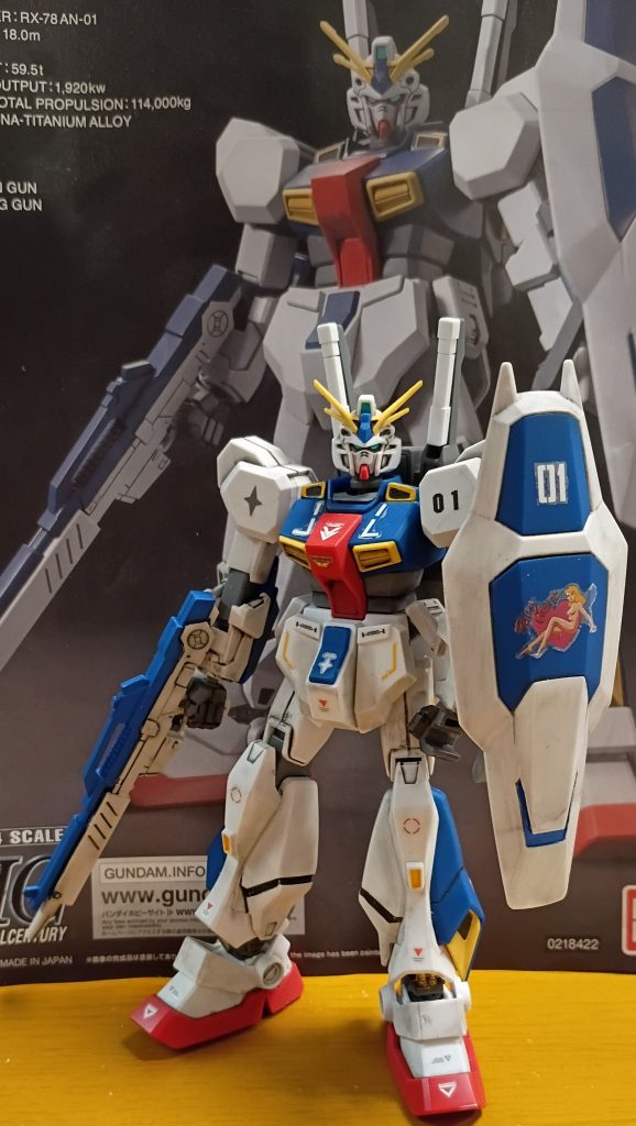 説明書と同じポーズ。部分塗装とスミ入れ、デカール、ウェザリング仕上げ。デカールは一部ジオンのものを使っていますが雰囲気重視で。