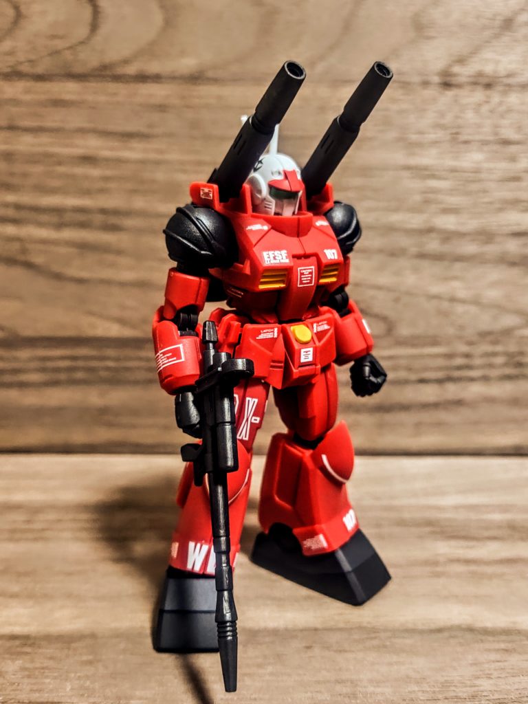 そりゃそうだろうと思いつつ、やっぱGフレームFAのガンキャノン、良くできていますねぇ。少し手を加えるだけで、持っている満足度が跳ね上がります。このキットは本当皆もっと作ろうよっ（笑）。あんまりガンスタさんには上がりませんが（泣）、もっと皆の作品が見たいっ、そのアイデア、「パクりますっ（笑）」