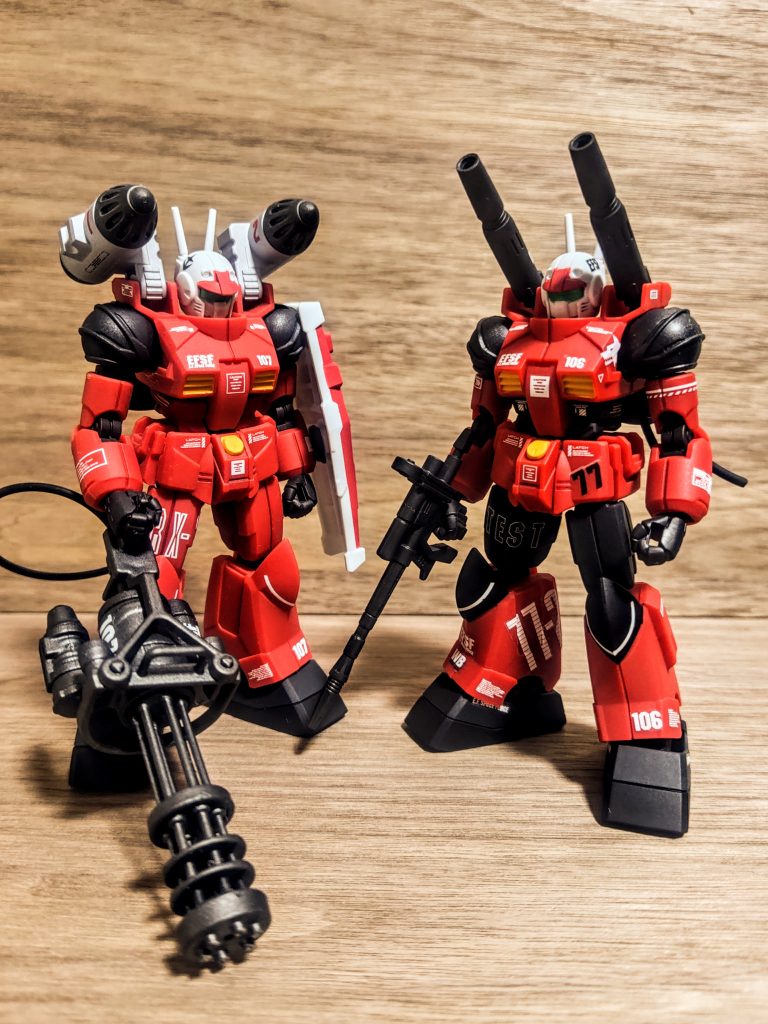 さて、試作型が2機です。この並びも楽しませてもらいました、やっぱりオラがガンキャノンは宇宙一（笑）。テスト機っぽいのは良いですね、こう、何でも好きなことしていい感が（笑）。とかなんとか言いつつ、今回はここまで。次回は、、まぁどうせガンキャノンな気もするけど、またお会いしましょう。「皆もガンキャノン、作ってくれよなっ」ではまた。