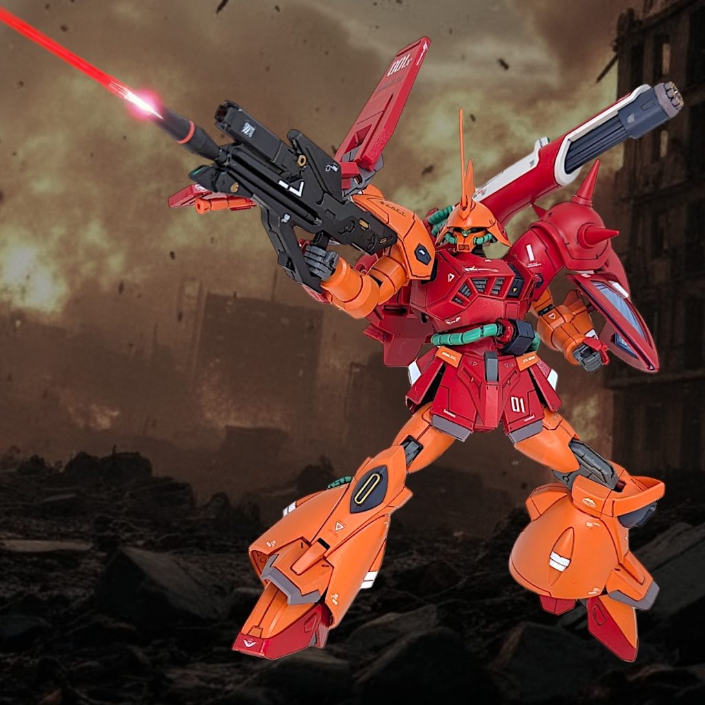 というとで、パイロットはハイネをイメージして作ってました(gundam-kao6)ガンプラを作る時のBGMはガンダム曲が多いので、オレンジの機体を見たらもう西川アニキの声が聞こえてきました笑また新キャラ出してくれないかな～