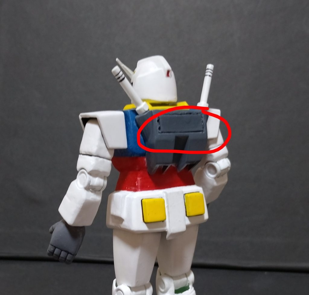 あとこれは武器セットとは関係ないけど、赤丸の部分を磁石にしてシールドを背中にくっつけられるようにしました