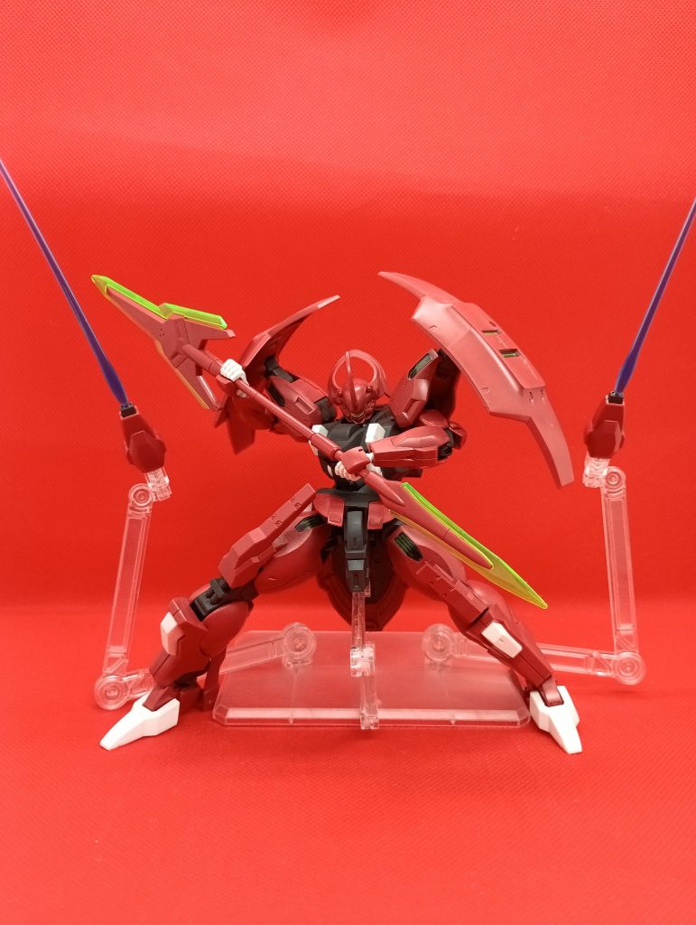 二つ目は、HGダリルバルデですグエルの操縦技術によって戦い抜いた、水星MSの中で特にかっこいい一機ですよね最初はグエルのMSにしては中々ヒロイックな見た目だなと思いましたが、その後実際に主人公と見まごうレベルの活躍をするので納得ですね