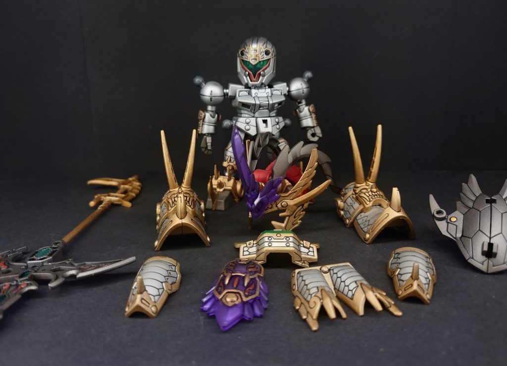 軽装形態と以下カラーレシピ素体シルバー…マイカシルバー(T)ブラック…焼鉄色(C)レッド…ピュアメタリックレッド(T)鎧部シルバー…シルバー(C)ゴールド…スーパーリッチゴールド(C)仕上げ…ミスターカラースーパークリアつや消し(C)クレオス(C)タミヤ(T)以上でスプレー、筆塗りで塗装しております。一部シール表現もあります。感想まとめ…呂布はカッコイイし作りたくて購入しましたが、下地すら塗装せずに塗装した気がします💦覚えてない…リッチゴールドは筆塗りで塗装した事は覚えてますので鎧の殆どを筆塗り塗装で製作しております。それではまた👋第33話『最終決戦！新たなる伝説』(天熾鵬司馬懿サザビー)へ続くhttps://gumpla.jp/sd/25062730最後までご覧頂きありがとうございます。