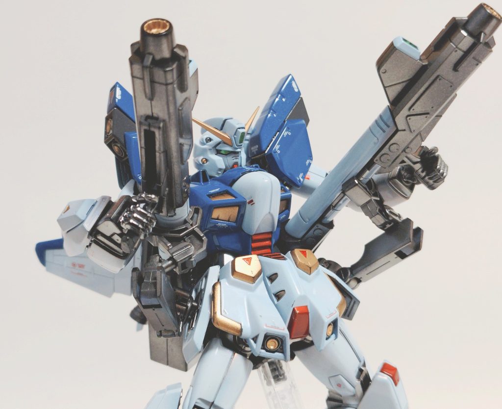 そのままハンドパーツで握ることも可能。よりシルエットフォーミュラ（F91の亡霊）へ