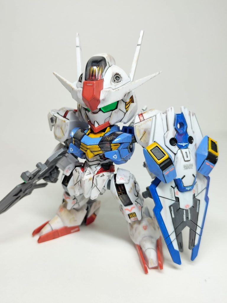 エアリアルも結構色が足りなかったのでガンマカで頑張りました(gundam-kao6)HG用の公式デカールも貼ってます✨️リアルタッチマーカーで少し汚してみました(iori_sei)