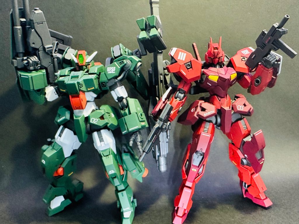 2体ともにハイクオリティガンプラスキャンの為に作成したので、どちらも無事データ化することが出来て安心しました&nbsp;簡単なミキシング作品ですが、あれこれ考えながらイメージに合うように考えて制作するのは楽しかったです！&nbsp;そしてプラモ狂四郎といえばフルアーマー、レッドウォーリアともう一体…&nbsp;&nbsp;今後も水星の魔女キットの簡単ミキシングは継続していきますので、また見ていただけると嬉しいです！！&nbsp;ここまで見ていただきありがとうございました！！
