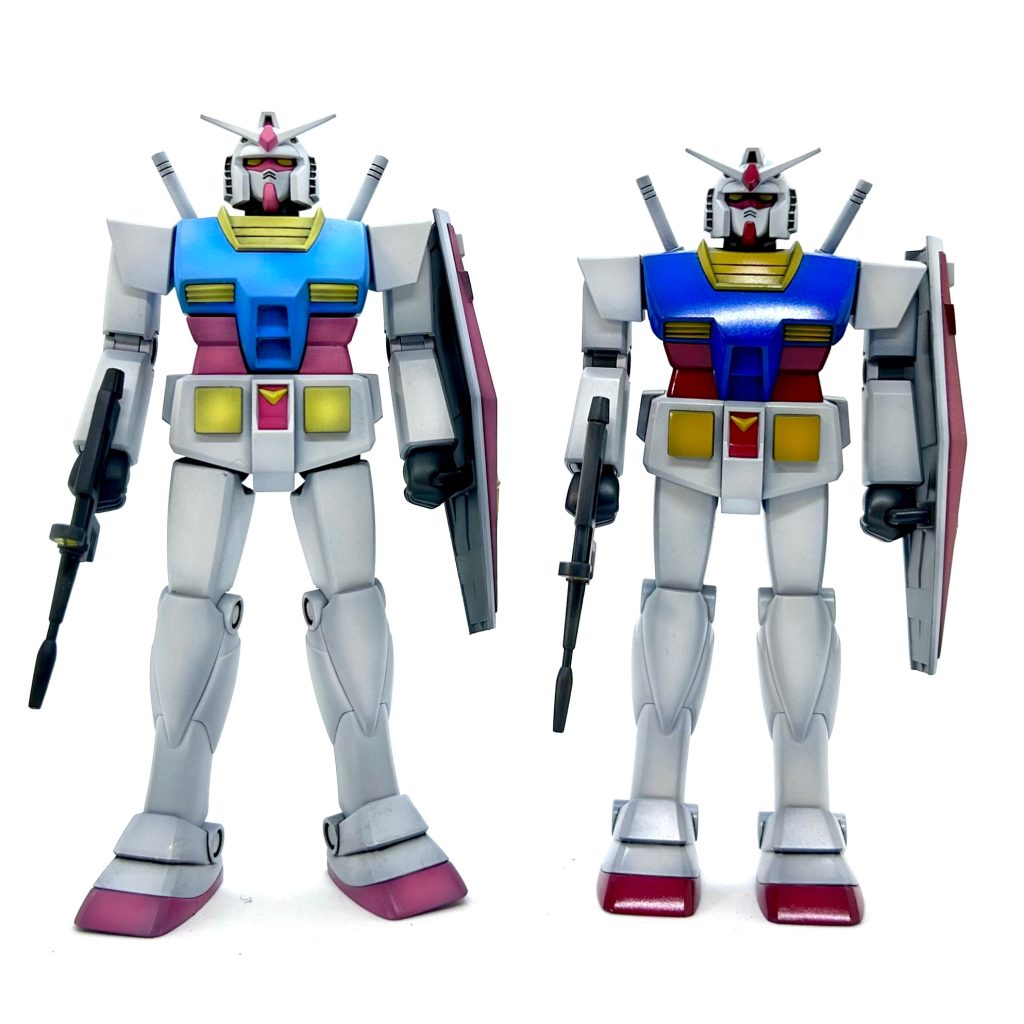 はい。以前、作った素組みのリバイバル版ベストメカコレクション ガンダムとの比較です。キットのテイストを残したうえで… &nbsp;ちょっぴりカッコよくなってませんか😅？