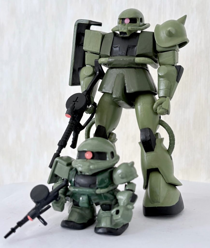 ラストは初期BB戦士のザックンとツーショットでと〆。いや〜ザクって本当にいいものですね(淀川長治風)。