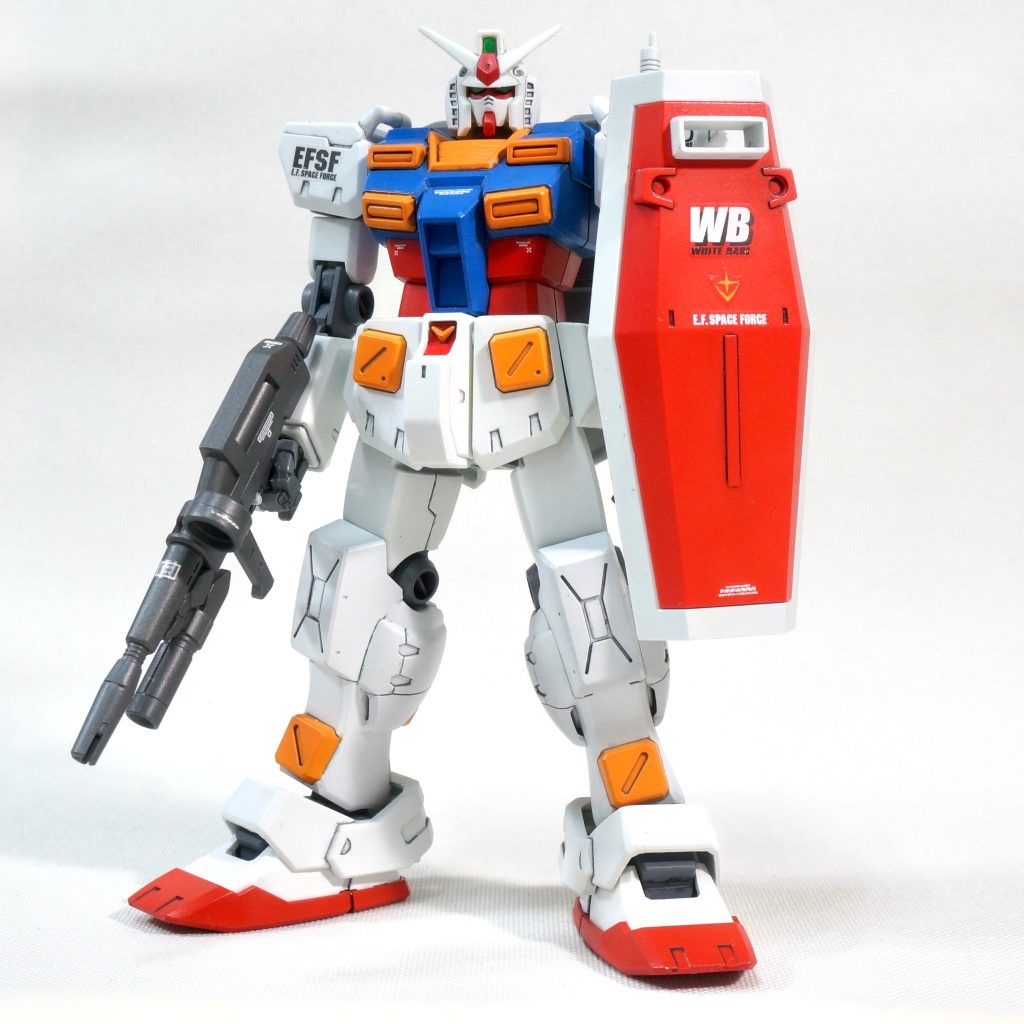 今回随分昔にパワード・ジムとして、素組みしていたキット（もしかすると発売当時もの？）を、思い付きの妄想設定でベーシックなトリコロールに塗装してみました。もともと発売されていそうなキット感を狙いましたが、いかがでしょうか？