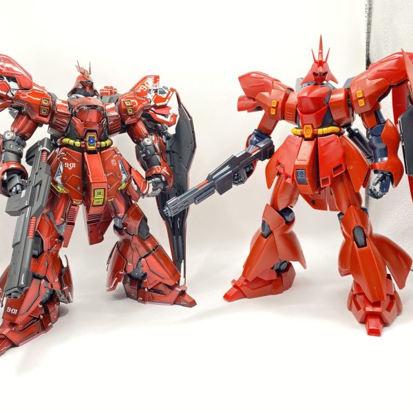 カトキ版と比べるとシンプル&スタイリッシュなサザビーです。発売から20年以上経っているのでしょうか？ポリキャップが沢山使われています。でもABSはランナー1枚でした。作りやすいMGですね^_^（5枚目）