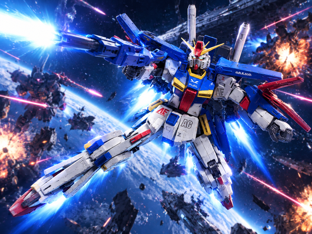 作品名：デジタルに挑戦<p>アナログ人間な自分が、ここ最近作ったガンプラでチャットGTP大先生にお願い🙇して作ってみました。こんな感じで次回、投稿する際に載せてみたいと思います♪ アドバイスとかあれば教えてぇ🙏</p>
