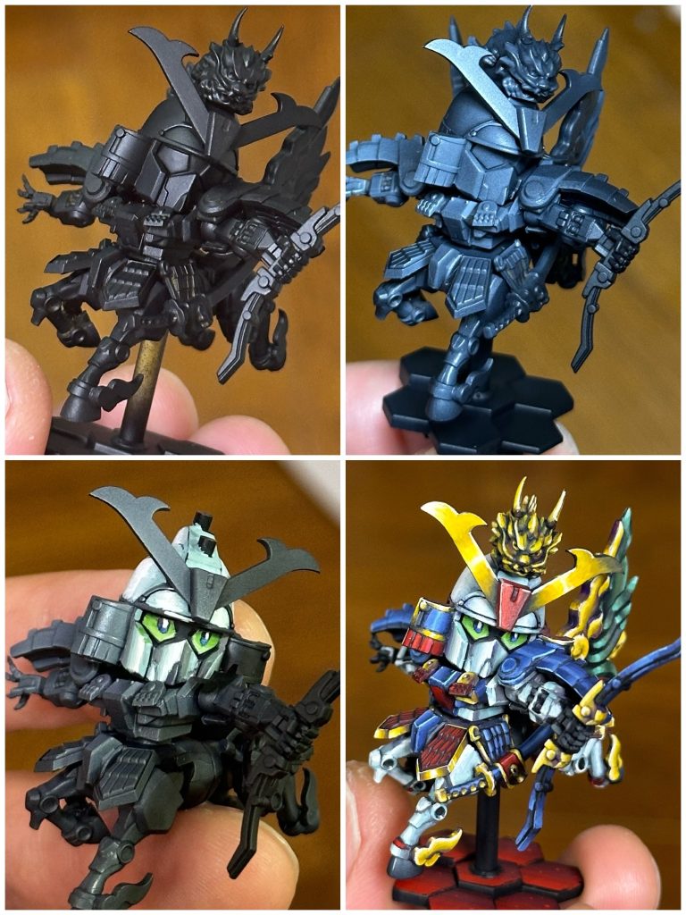 黒サフ→明るい部分にグレーを塗って塗り進めました✨最後までご覧頂きありがとうございました😊