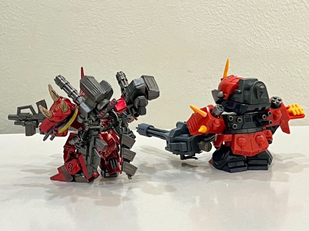 『極意！重火器によるガンダム討伐術』 SDガンダムフォース：ザッパーザク vs SDコマンド戦記：元祖ブラッディザク 殺驅頭–3枚目/制作者：HNY