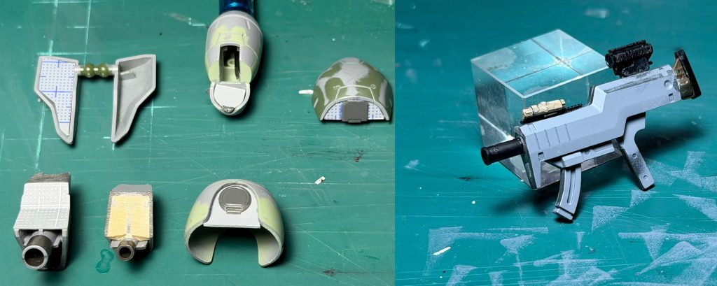 各所にアーマー裏打ちパーツ追加&nbsp;ライフルにリトアモのパーツを貼り付けディテールアップ