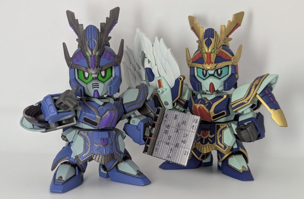 同じキットが3つも手元にあったので（BB戦士版、BBW版、レッドクリフ版）、『ガンダムUC』に出てきたリ・ガズィのようなイメージで色違いも作りました。　【使用した塗料】・(C) RLM65 ライトブルー・(C) 水性 XHUG13 ガンダムエアリアル（改修型）ブルー・(C) C61 焼鉄色・(C) UG29 Hi-νパープル
