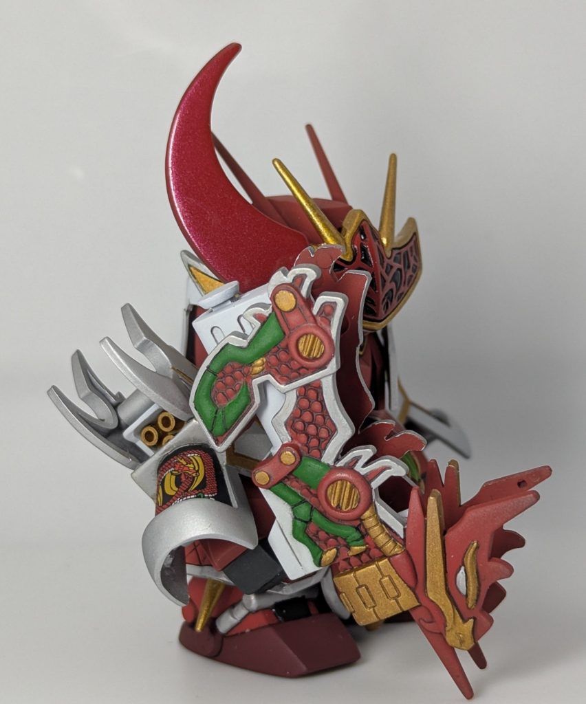 追記：青龍頑駄無の青龍刀が見つかったので画像を追加。ついでに赤龍頑駄無の赤龍砲も塗装したのでこちらも追加（パッケージの作例写真では細部をどう塗り分けたらいいのか全然わからなかったためアレンジ入ってます）。