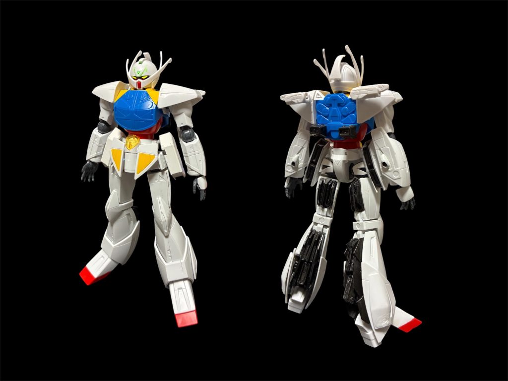 ターンエーツーガンダム。HGターンエーガンダムをベースにしたマイナーチェンジの一種。「月の繭」の中でターンエーとターンXが融合した姿。お髭が二つ！？
