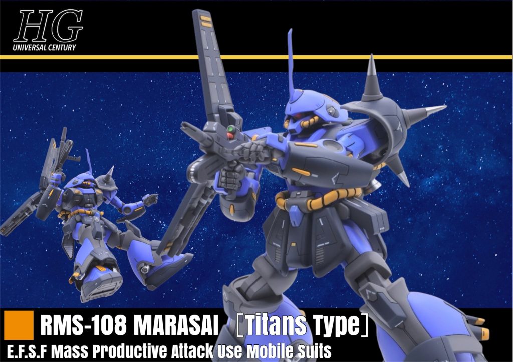 このマラサイ、ガンプラとしての設計が大変素晴らしい。腕部、脚部は関節の挟み込みが一切無いので、合わせ目消しが大変ラク。唯一、胸部上面に出る合わせ目を消すために一工夫必要だが、それでも20年前のものと考えればまぁ凄い。