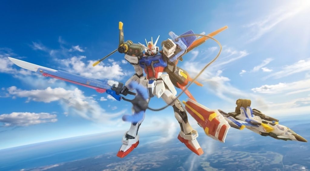 RGスカイグラスパー購入時、やった!これでパーフェクトストライクが作れる!と思ったら接続パーツないの!というわけで、脳内妄想でエネルギーあんまり使わないなんちゃってパーフェクトストライクじゃあ!(泣)