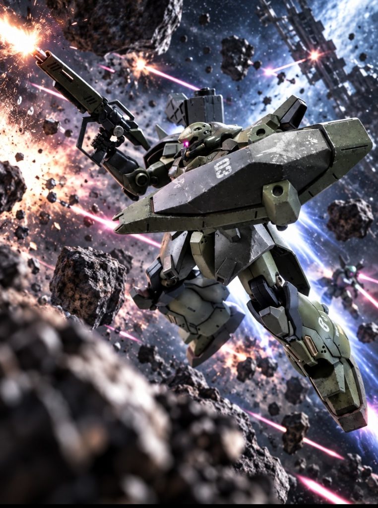 こうして見るとギラドーガ感すごい…😅塗装/全てガイアノーツ下地/フレーム:メカサフスーパーヘヴィ外装①:オリーブグリーン→半光沢クリア( フレームも)外装②:灰緑色→つや消しクリア各インテーク:EXゴールド部分塗装:ガーレリメタリックマーカー/ステンレスシルバー&ダークスティールオプションパーツ/ホビーベース、ホビージャパンHアイズ( モノアイ→ピンク/サイトレンズ→グリーン)仕上げコート:Mr.ホビーつや消しスムースクリア、Mr.ホビープレミアムトップコート半光沢個人的にこれまでやってみたかった技法を色々詰めて覚える事が出来たので収穫の多いキットとなりました✨(๑•̀ㅂ•́)و✧次回はハシュマルです。MGキュベレイアンベリールとのミキシング前提で工作するのでちょっとお時間かかるかもです💦最後まで見て頂きありがとうございます!!&nbsp;&nbsp;