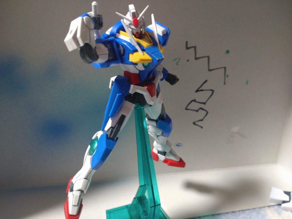いつも通り、設定を組んでみました GN-000 0ガンダム第1世代である0ガンダムを第4世代の機体に機動性、追従性の向上を図るため作成ダブルオーガンダムが起動せず、ダブルオーガンダムに合わせて新たに建造されるGNドライブのために刹那・F・セイエイが大破したガンダムエクシアの代わりに搭乗しかし、元は第1世代ガンダムのためイノベーターの機体たちに戦闘不能に陥り、その機体はリボンズ・アルマークにより鹵獲される