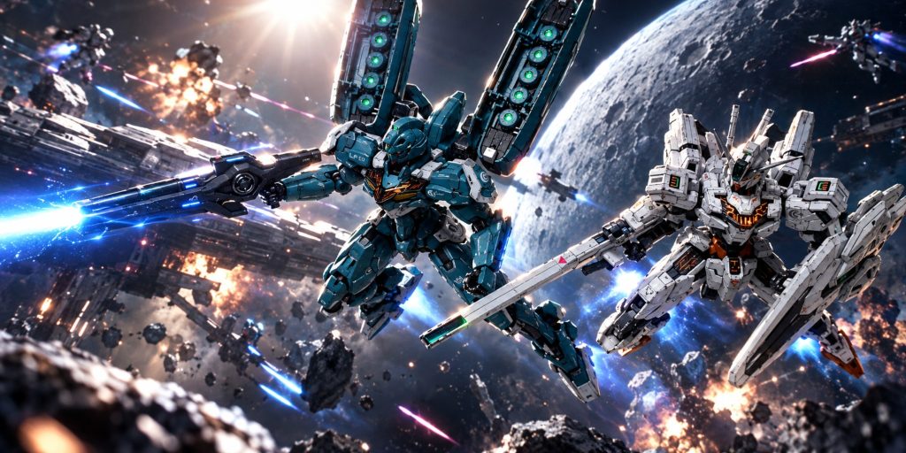 ガンダムキャリバーンとルブリス量産型試作機の共演