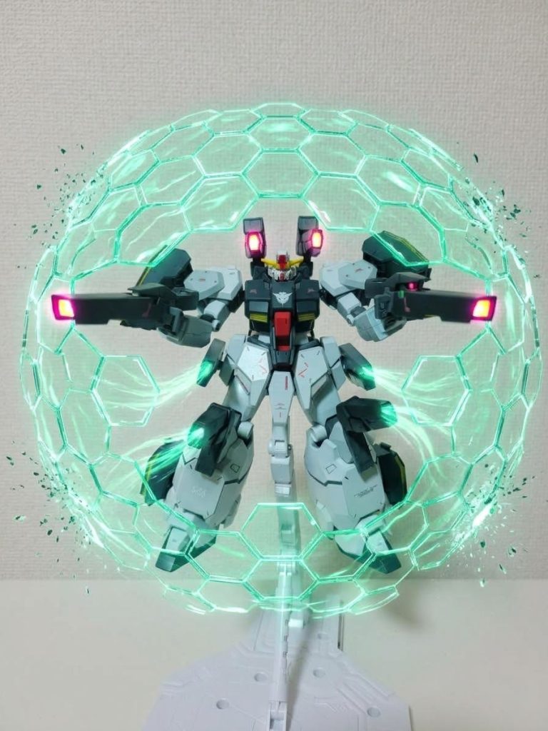 AIでGNフィールドを展開してもらいましたが、パチモンでこんなのありましたよね😅というわけでセラヴィーでした！本当は先週塗装が完了してたので仕上げて、この三連休でヤマタノオロチガンダムを仕上げたかったのですがスミイレの工程が嫌いなので手が進まず本日完成となりました😇来週、再来週とパフォーマンスの依頼が入っているので練習もあるから塗装はできなさそうです😔ぱち組で何か作りますかね…それでは、また🫡&nbsp;