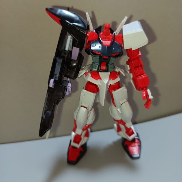 HGブリッツの腕を移植してみました。軸は合うけど長さが合いませんでした。そして天ミナの腕はブリッツに移植しても違和感なく、少々スタイリッシュな腕という感じ。本当にブリッツの腕を使用しているんだなあ…と思いました。天気悪くて塗装ができなーい（2枚目）