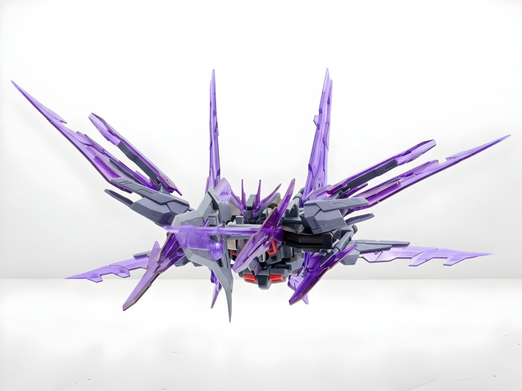 This custom Gunpla uses the Gundam AGE-2 Dark Hound as its primary base due to its design flexibility. The AGE-2's structure allows multiple parts, weapons, and accessories to be mounted without interfering with one another, enabling the components to form a complex yet well-structured design.