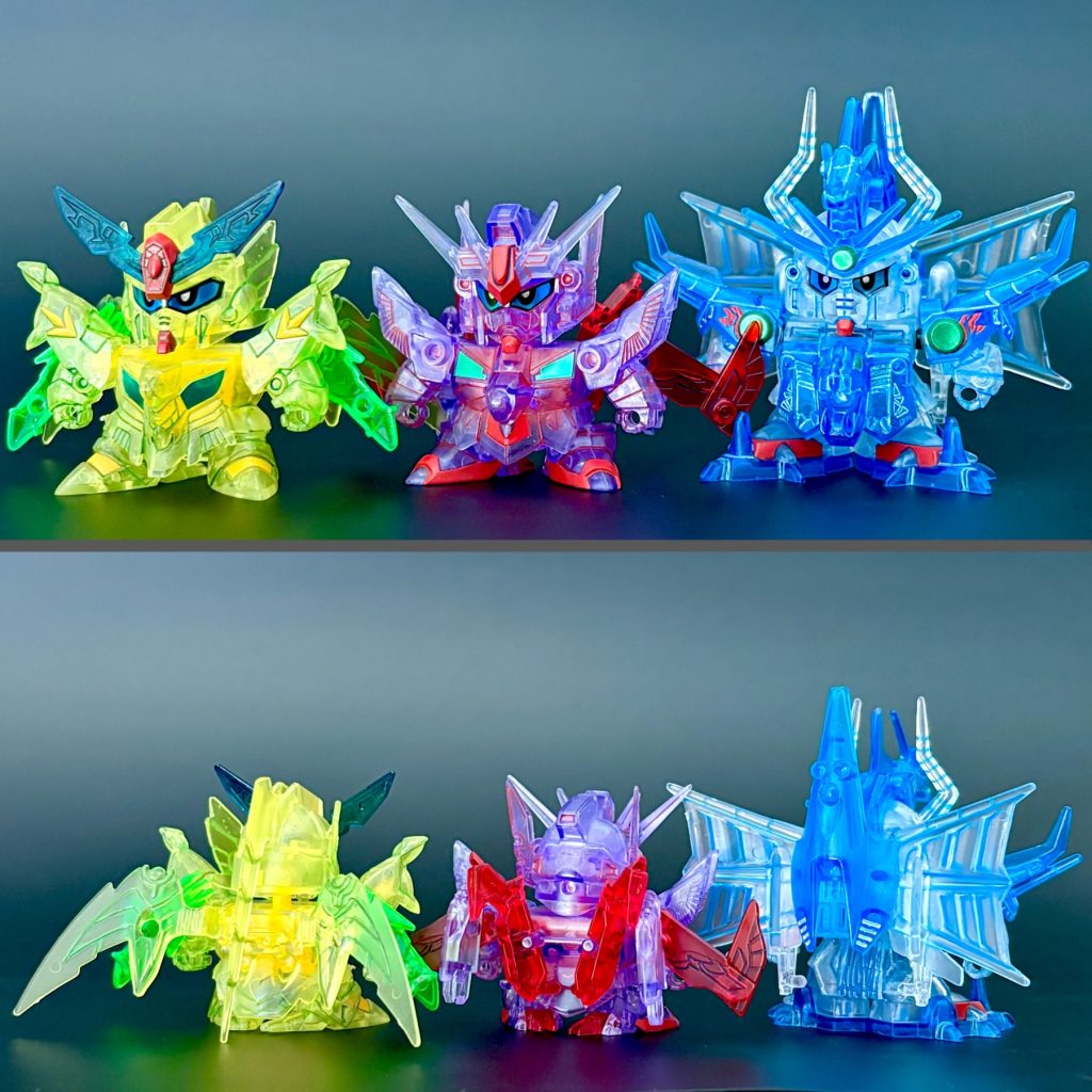 ガンダムフォーミュラーズはつや消しクリアを全体に塗り、91とネオは足幅を広げて固定してます部分塗装とスミ入れ、一部シール使用