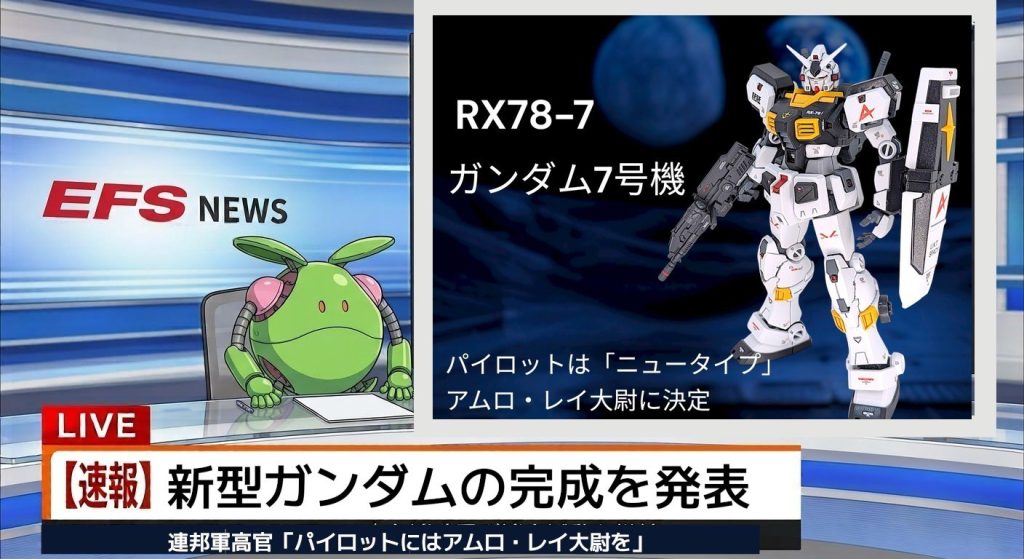 アムロ「まったく・・・連邦軍上層部もよくやるものだ・・」ブライト「戦後はすっかり英雄扱いだなアムロ。解散したホワイトベース隊のクルーも『ニュータイプ部隊』と言われて、引く手あまただそうだ」