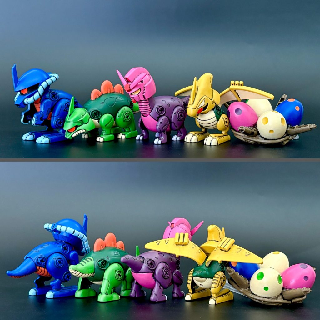 ブロントガンダム :自然体ティラノグフ :自発的ステゴギラドーガ :聞き上手プテラノヤクト :社交性の塊たまご :おや?思ったよりかわいく仕上がったと思います最後までご覧いただき、ありがとうございました!